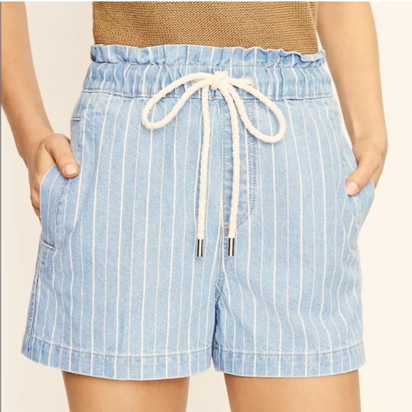 EUC LOFT high waist denim stripe short - size M - Picture 1 of 8